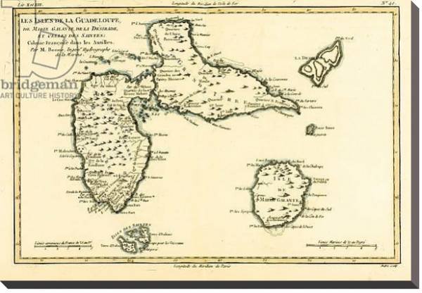 Постер The Islands of Guadeloupe, Marie-Galante, La Desirade, and the Isles des Saintes с типом исполнения На холсте без рамы