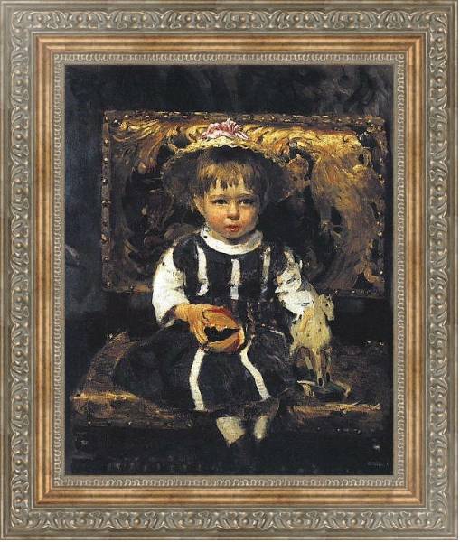 Постер Портрет В.И.Репиной, дочери художника в детстве. 1874 с типом исполнения На холсте в раме в багетной раме 484.M48.310