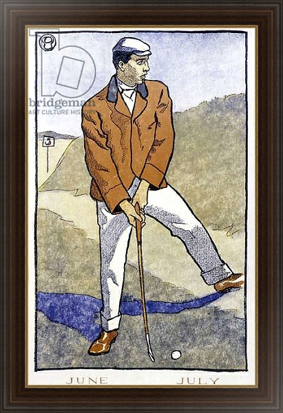 Постер Golf Player - in “” Golf Calendar”” by Edward Penfield, 1899 с типом исполнения На холсте в раме в багетной раме 1.023.151