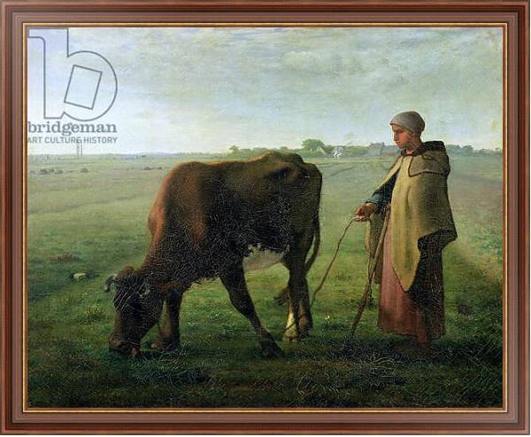 Постер Woman Grazing her Cow, 1858 с типом исполнения На холсте в раме в багетной раме 35-M719P-83