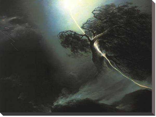Постер Дуб, раздробленный молнией. Аллегория на смерть жены художника. 1842 с типом исполнения На холсте без рамы