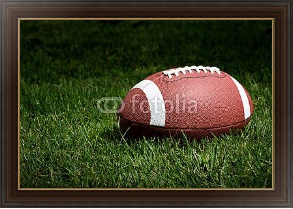 Постер Мяч для регби на траве с типом исполнения На холсте в раме в багетной раме 1.023.151
