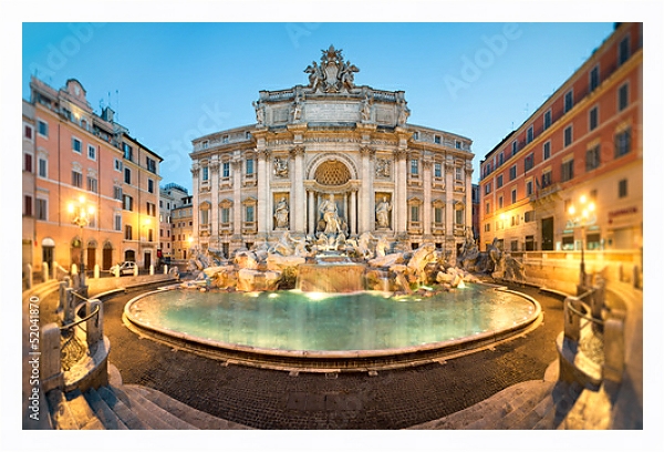Постер Италия, Рим, фонтан Треви с типом исполнения На холсте в раме в багетной раме 221-03