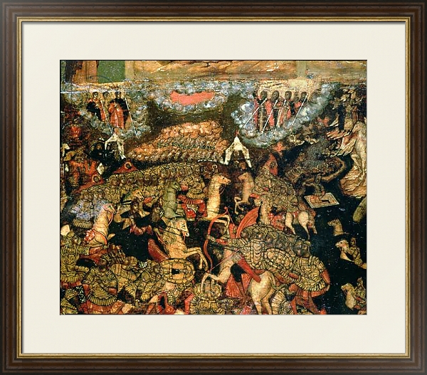 Постер Battle between the Russian and Tatar troops in 1380, 1640s 1 с типом исполнения Под стеклом в багетной раме 1.023.036