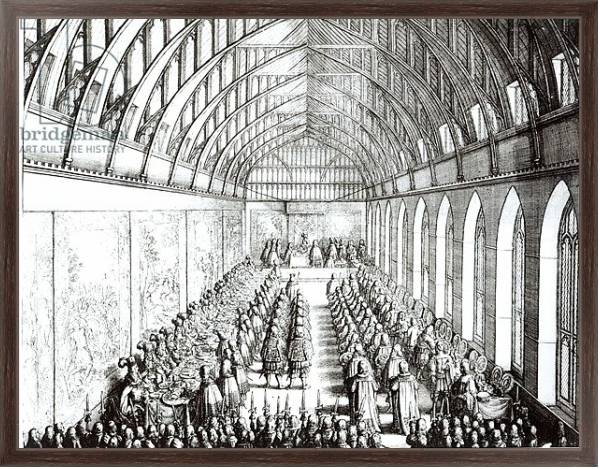 Постер Garter Feast in St. George's Hall, Windsor, in the time of Charles II, 1672 с типом исполнения На холсте в раме в багетной раме 221-02