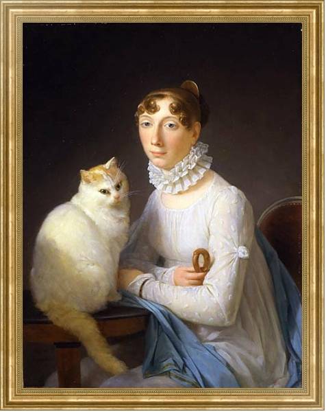 Постер Дама с кошкой с типом исполнения На холсте в раме в багетной раме NA033.1.051