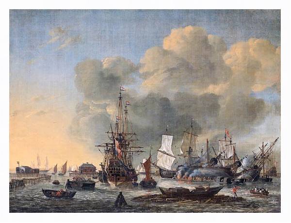 Постер Caulking ships on the IJ near Amsterdam с типом исполнения На холсте в раме в багетной раме 221-03