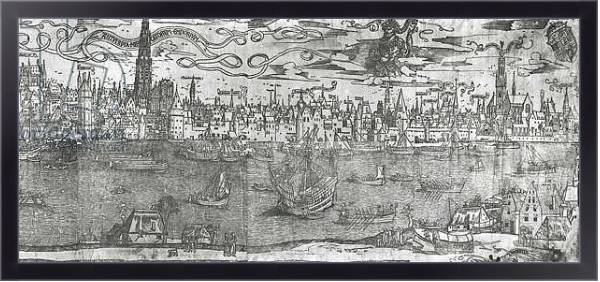 Постер View of Antwerp Harbour, detail of the right hand section, 1515-50 с типом исполнения На холсте в раме в багетной раме 221-01