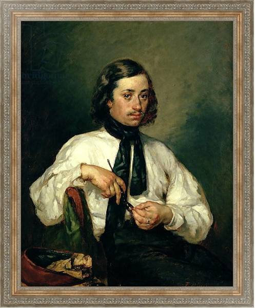 Постер Portrait of Armand Ono, known as The Man with the Pipe, 1843 с типом исполнения На холсте в раме в багетной раме 484.M48.310