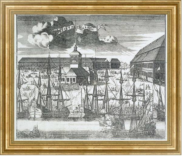 Постер Вид Троицкой площади на Городском острове 2 с типом исполнения На холсте в раме в багетной раме NA033.1.051