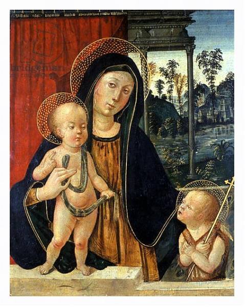 Постер Madonna and Child with a young John the Baptist, c.1500 с типом исполнения На холсте в раме в багетной раме 221-03
