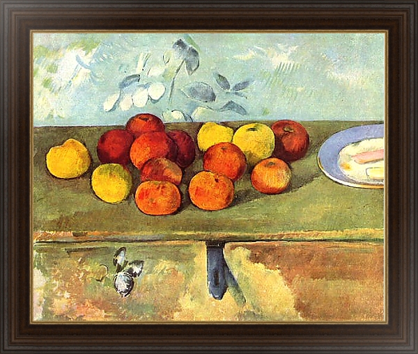 Постер Натюрморт с яблоками и печеньем с типом исполнения На холсте в раме в багетной раме 1.023.151