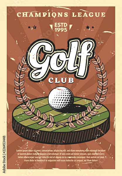 Постер Чемпионат мира по гольфу, ретро плакат с типом исполнения На холсте без рамы