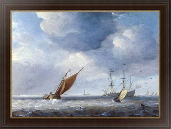 Постер Малые голландские корабли в бриз с типом исполнения На холсте в раме в багетной раме 1.023.151