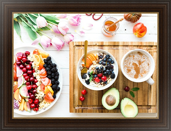 Постер Завтрак с цветами с типом исполнения На холсте в раме в багетной раме 1.023.151