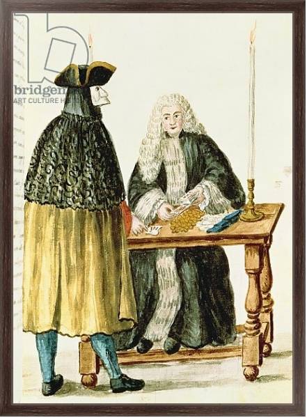 Постер A Magistrate Playing Cards with a Masked Man с типом исполнения На холсте в раме в багетной раме 221-02