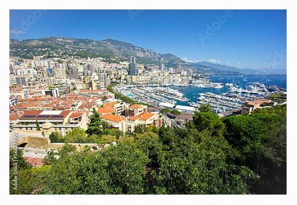 Постер Монако. Вид на бухту и и город с типом исполнения На холсте в раме в багетной раме 221-03