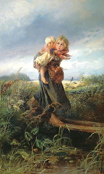 Постер Дети, бегущие от грозы. 1872 с типом исполнения На холсте без рамы