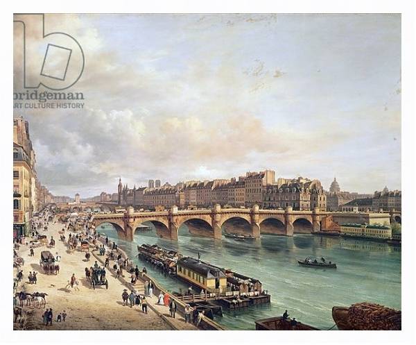 Постер View of Pont Neuf, 1832 с типом исполнения На холсте в раме в багетной раме 221-03