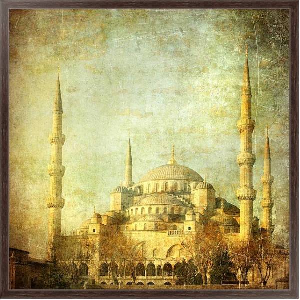 Постер Стамбул. Синяя мечеть. Состаренное фото с типом исполнения На холсте в раме в багетной раме 221-02