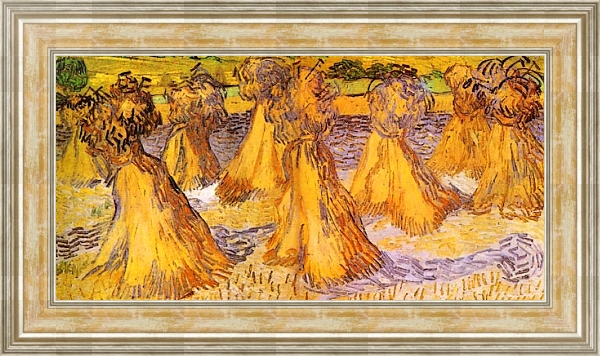 Постер Поле с пшеничными скирдами с типом исполнения На холсте в раме в багетной раме NA053.0.115