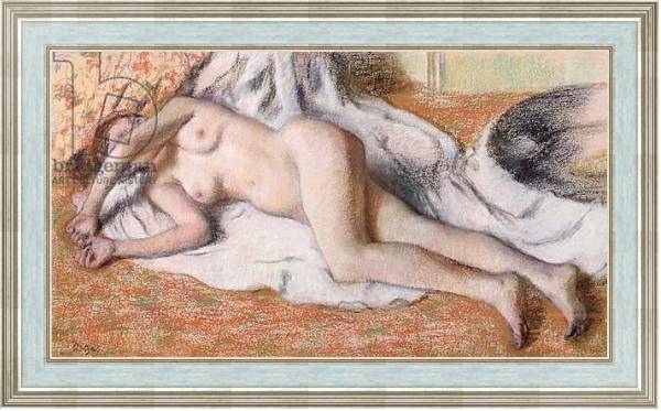 Постер After the Bath or, Reclining Nude, c.1885 с типом исполнения На холсте в раме в багетной раме NA053.0.114