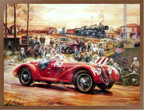 Постер Автомобили в искусстве с типом исполнения На холсте в раме в багетной раме 1727.4310