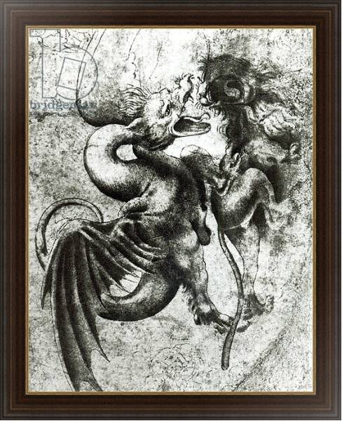 Постер Fight between a Dragon and a Lion с типом исполнения На холсте в раме в багетной раме 1.023.151