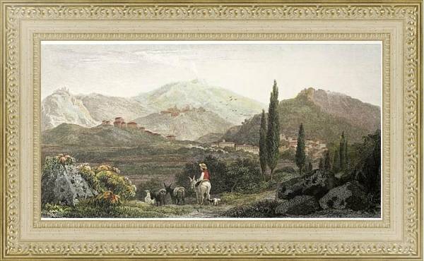 Постер Francavilla , Sicily. Created by De Wint and Wallis, printed by McQueen, London, 1823 с типом исполнения Акварель в раме в багетной раме 484.M48.725