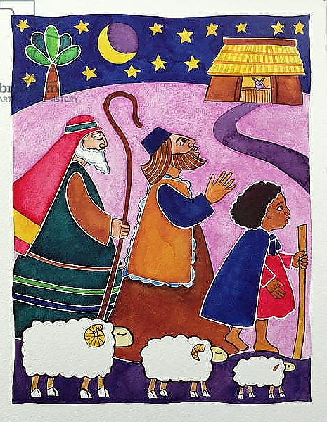 Постер The Shepherds Journey to Bethlehem с типом исполнения На холсте без рамы