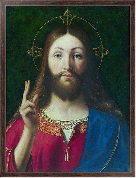 Постер Иисус благословляющий с типом исполнения На холсте в раме в багетной раме 221-02