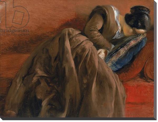 Постер Emilie, the Artist's Sister, Asleep, c.1848 с типом исполнения На холсте без рамы