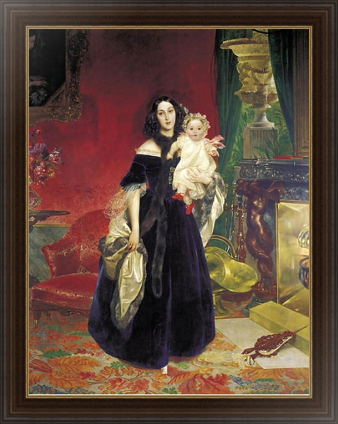 Постер Портрет Марии Аркадьевны Бек с дочерью. 1840 с типом исполнения На холсте в раме в багетной раме 1.023.151