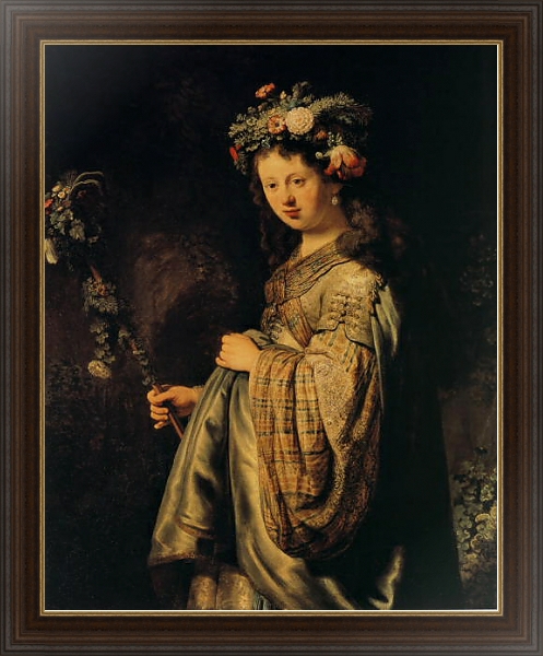 Постер Флора (портрет Саскии в виде Флоры) с типом исполнения На холсте в раме в багетной раме 1.023.151