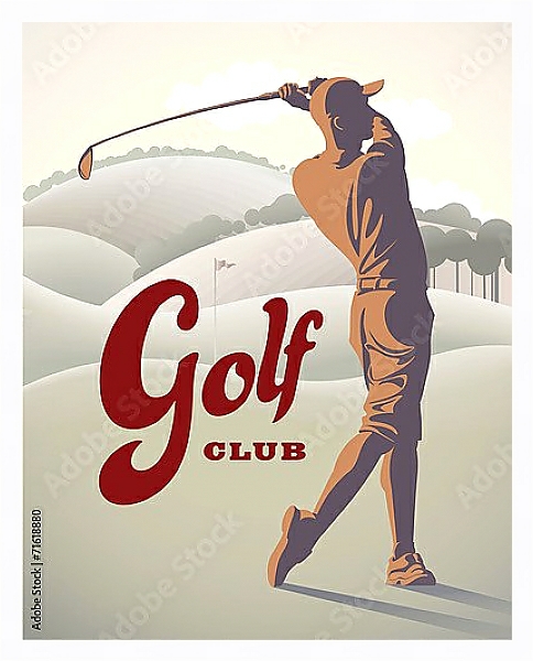 Постер Гольф 15 с типом исполнения На холсте в раме в багетной раме 221-03