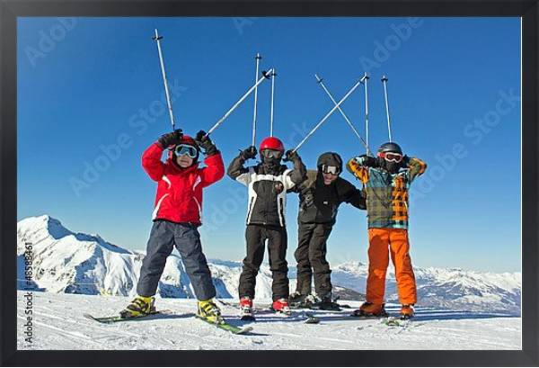 Постер Группа горнолыжников с типом исполнения На холсте в раме в багетной раме 1727.8010