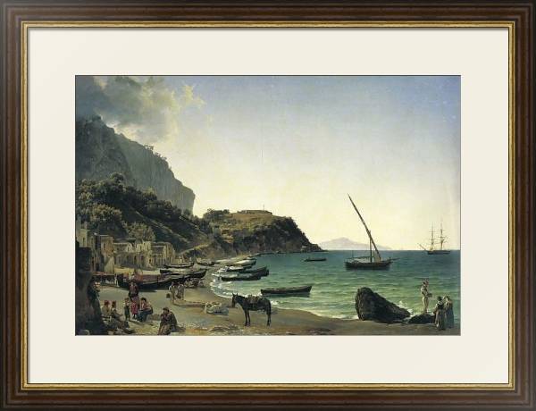 Постер Большая гавань на острове Капри. 1828 с типом исполнения Под стеклом в багетной раме 1.023.036