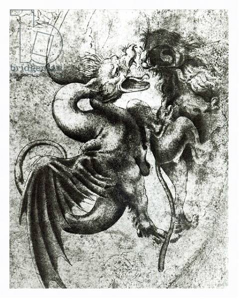 Постер Fight between a Dragon and a Lion с типом исполнения На холсте в раме в багетной раме 221-03