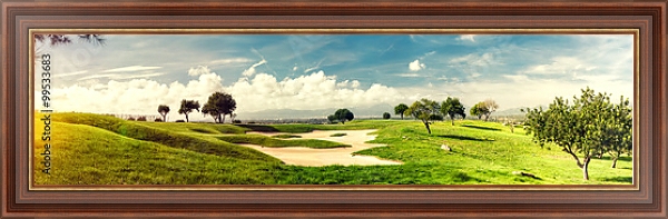 Постер Зеленые поля для гольфа с типом исполнения На холсте в раме в багетной раме 35-M719P-83