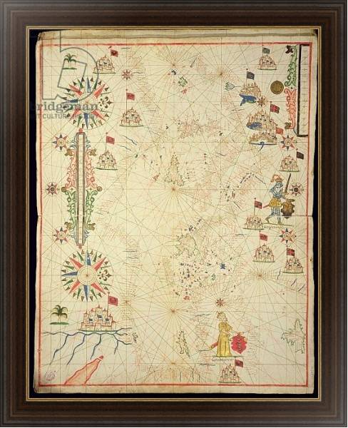 Постер The Mediterranean Basin, from a nautical atlas, 1646 с типом исполнения На холсте в раме в багетной раме 1.023.151