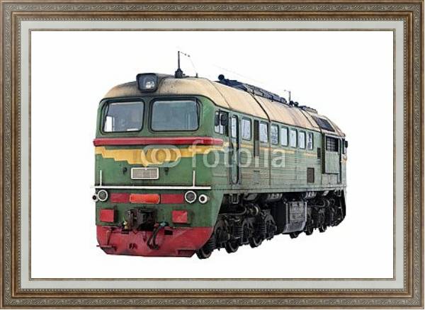 Постер Российский дизельный локомотив M62 с типом исполнения На холсте в раме в багетной раме 595.M52.330