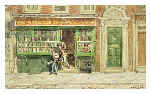 Постер Colourman's Shop, St Martin's Lane, 1829 с типом исполнения На холсте в раме в багетной раме 221-03