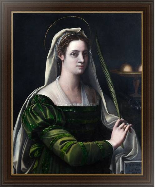 Постер Портрет леди с атрибутами Святой Агаты с типом исполнения На холсте в раме в багетной раме 1.023.151