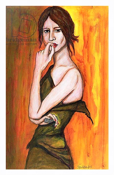 Постер Green Dress and Mobile Phone, 2006 с типом исполнения На холсте в раме в багетной раме 221-03