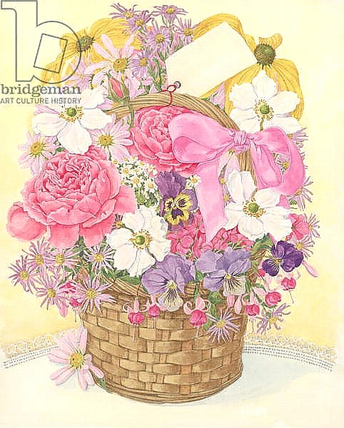 Постер Basket of Flowers, 1995 с типом исполнения На холсте без рамы