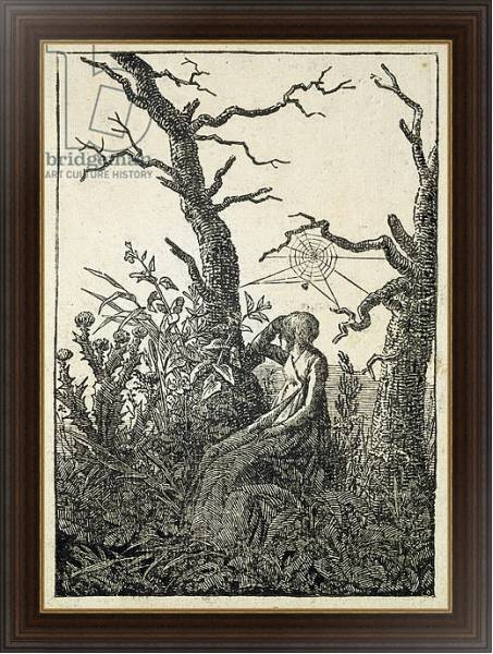 Постер The Woman with a Spider's Web in the middle of Leafless Trees с типом исполнения На холсте в раме в багетной раме 1.023.151