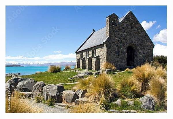 Постер Новая Зеландия. Озеро Текапо с типом исполнения На холсте в раме в багетной раме 221-03
