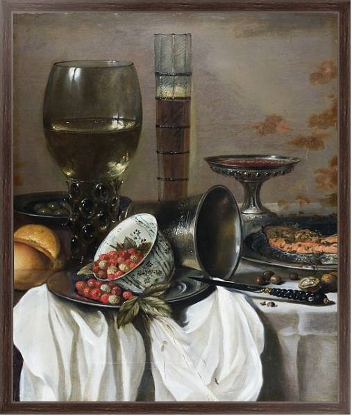 Постер Натюрморт с посудой для питья с типом исполнения На холсте в раме в багетной раме 221-02