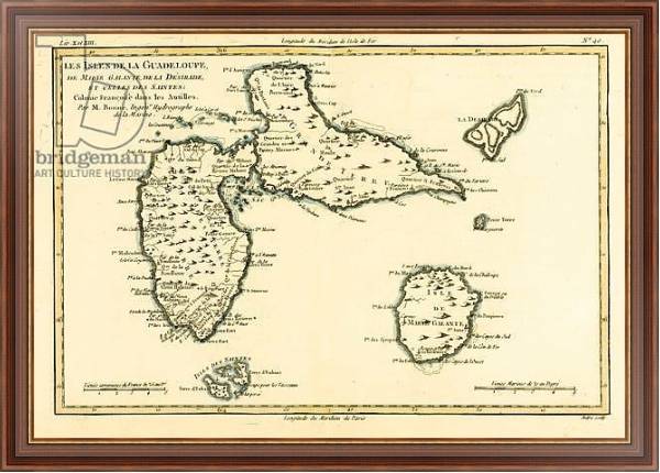 Постер The Islands of Guadeloupe, Marie-Galante, La Desirade, and the Isles des Saintes с типом исполнения На холсте в раме в багетной раме 35-M719P-83