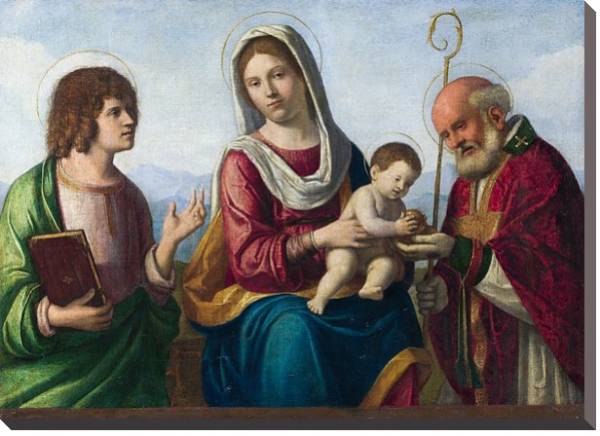 Постер Дева Мария с младенцем со Святыми с типом исполнения На холсте без рамы